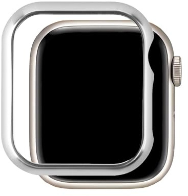 Skyddsfodral metall kompatibel med Apple Watch 8 silver, bling, stötsäkert fodral, ultratunt, reptåligt hårt fodral, stötdämpare, fodral, aluminium, klockfodral, skyddande fodral, kompatibel med 41 mm