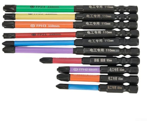 Lot de 10 tournevis cruciformes magnétiques à fente professionnelle pour électriciens, fabriqués en alliage d'acier haute dureté