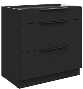 Kuechen-preisbombe Küchen Unterschrank 80 cm Siena Schwarz Vollauszug Soft-Close Küche Küchenzeile