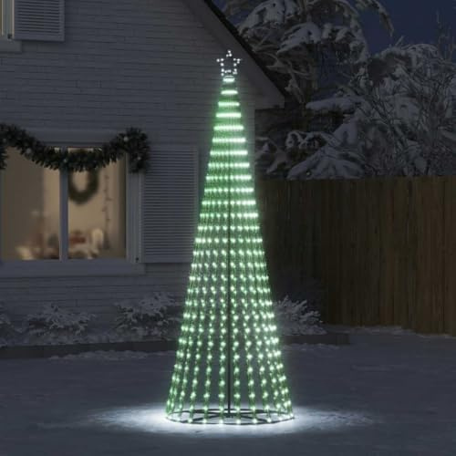 Amorsee LED Weihnachtsbaum Aussen Kegelform Weihnachtsbaum Metall Kaltweiß 475 LEDs Tannenbaum Lichterbaum Groß Weihnachtsbaum Beleuchtet Aussen 247 cm