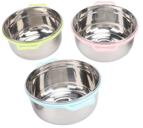KIMISS Juego de Tazones para Mezclar de Acero Inoxidable con Tapas, 3 Tazones de Almacenamiento Anidados para Cocinar, Hornear y Preparar Alimentos (Tipo 2)