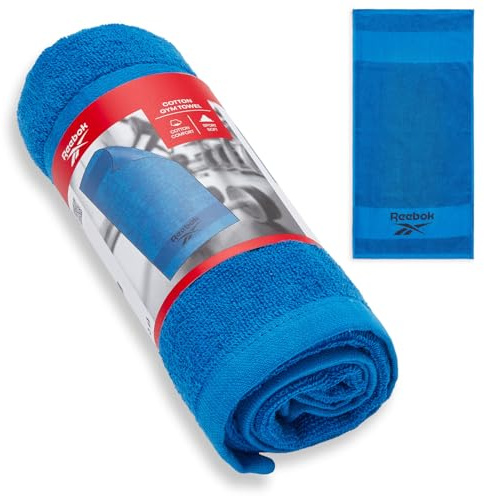 Reebok Gym Handtuch Schnelltrocknendes Fitness Handtuch aus Baumwolle, leicht & saugfähig | Handtuch Gym für Training,Fitnessstudio-Set, Reisen & Sport zuhause | 40 x 80 cm | Blau