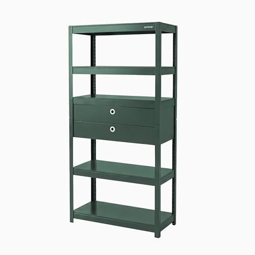 Jan Nowak Scaffale Officina Metallo con Cassetti 5 Ripiani Regolabili 80 kg per Ripiano Scaffale Garage Magazzino Portautensili Robusto Acciaio Sistema ad Incastro 180x90x40 cm