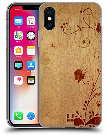 Head Case Designs Remous Art en Bois Coque en Gel [Protection de Qualité Militaire] Compatible avec Apple iPhone X/iPhone XS Et Compatible avec MagSafe