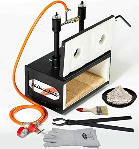 DEVIL-FORGE Forge à Gaz Propane DFHS2+1D/5.2” avec 1 Porte 2 Brûleurs DFP (160.000 BTU) utiliser 1 ou 2, pour Maréchaux-Ferrants et Forgerons, Fabrication Couteaux de fers à cheval, Forgeage Métaux
