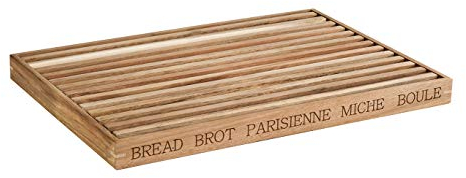 APS 886 Brotschneidebrett „Letter“, Schneidebrett, Holzbrett, Brotschneidebrett mit herausnehmbaren Krümelfach, vier Antirutschfüßchen, 48 x 34 cm, Höhe 3,5 cm, braun