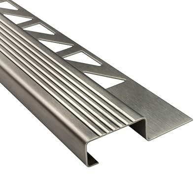 10x Edelstahl Stufenprofil Fliesenleiste Profil Treppen 10mm gebürstet | Für saubere Stufenkanten und geschützte Treppenabschlüsse, 10mm Profilhöhe, 2,5m, Edelstahl, gebürstet, silber