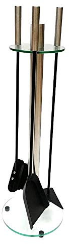 Oupai Parascintille per Camino in Acciaio 4 Strumenti Pezzi Imposta Camino in Ferro battuto Fuoco Luogo Tool Set e Attrezzatura Indoor Supporto del Ferro Registro for la casa Ufficio e Il Negozio con