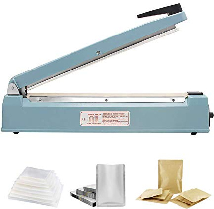 Hanchen Heißsiegelmaschine 400mm (15,7 Zoll) Impuls Schweißgerät Tragbare Folienschweißgerät Handdruckende Verpackungsgerät für PP/PE/PVC/Mylar/Kraft Papier