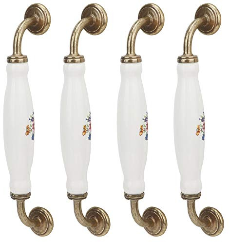 Zerodis Maniglia in Ceramica Vintage, Design Pastorale Moderno Semplice, Materiale Resistente e Durevole, Montaggio Facile con Viti Incluse, Distanza Fori 160mm, Per Armadietti