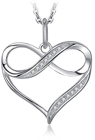 JewelryPalace Kedja Love Heart Infinity-Hänge Med Zirkonia 45cm, Kedjor Silverhalsband Damer Silver 925 Halsband Damer, Kedjor Infinity För Flickor,Smycken För Kvinnor Alla Hjärtans Dag