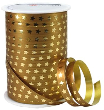 Poly - Ringelband - Weihnachten gold 10 mm x 100 m, 1 Rolle(n)