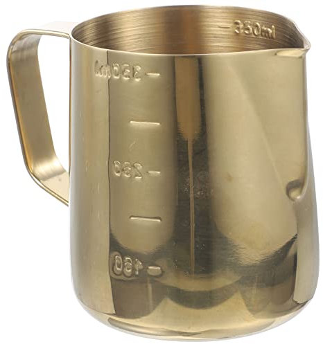 Kichvoe Edelstahl Milchaufschäumer Mit Maßskala Kaffeekanne Für Cappuccino Und Latte Art Für Zuhause Und Cafés Professionelles Zubehör