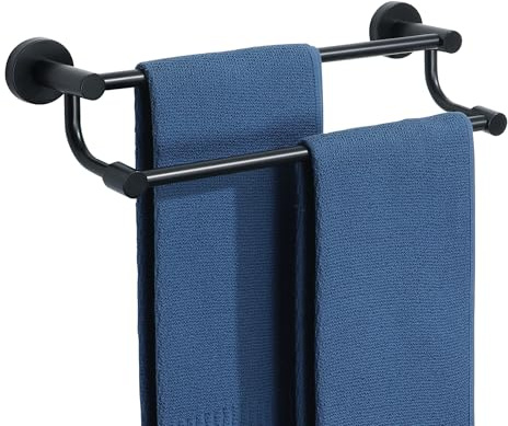Alise Double Towel Bars,16 Inch Towel Rack for Bathroom, Wall Mount Towel Holder, Quick Drying Towel Hanger SUS304 Stainless Steel Towel Rail, Matte Black, GOY4400-B