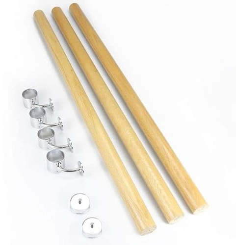 Oak & Chrome Wall Mounted Handrail Kit – 3600mm Run | 3X 1200mm Pre-Finished Oak Handrails, 4X Chrome Wall Connectors, 2X Chrome End Caps | Modern Staircase Handrail Set by Jackson Woodturners
