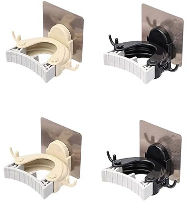 OSALADI 4pcs Wall-mounted Mop Racks Broom Hanger Mop Hook Punch Organizer for Bathroom Clip Random Color