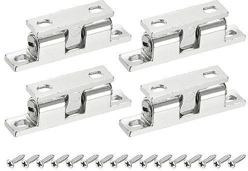 QUARKZMAN 4uds 1.93 Doble Bola Tensión Rodillo Cierre Zinc Aleación Tensión Pestillo para Gabinete Armario Muebles Puerta, Plata