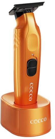 Cocco Hyper Veloce Pro Trimmer, Digital Gap Graphene Blade Edger, High-Torque Brushless BLDC Motor, Cordless, All-Metal Design, Lithium-Ion Battery, Charging Base Included, Orange