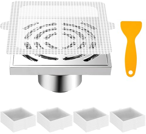 POFIBO 40 Stücke Abfluss Haarfänger, Einweg Dusche Haarsieb, Duschabfluss Mesh Aufkleber Kitchen Sink Strainer für Waschbecken, Duschen, Badewanne und Küche(15cm)