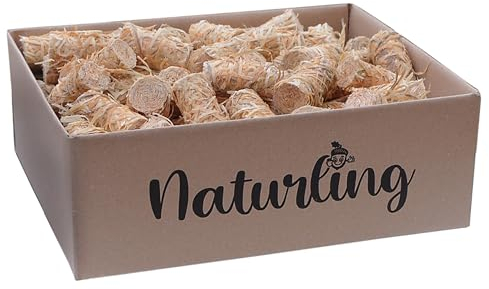 naturling Holzwolle Anzünder gewachst - 100 natürliche Bio Anzündwolle für Kamin und Grill