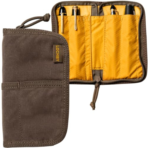 LOCHBY Quattro Schlankes und Elegantes Stiftetui, strapazierfähiges, gewachstes Segeltuch, leicht gepolstert, für Füllfederhalter und Druckbleistift, kompaktes Design für 4 Stifte, für den täglichen