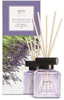ipuro - Essentials rumsdoft lavendel touch 50 ml | rumsfräschare med lavendel, citrus, blommor, mynta och mysk doft arom | diffuser med pinnar | luftrenare för hemmet