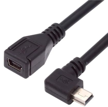 chenyang USB 2.0 Mini USB 5Pin Male to Female 90 Degree Right Angled Data Extension Cable Adapter