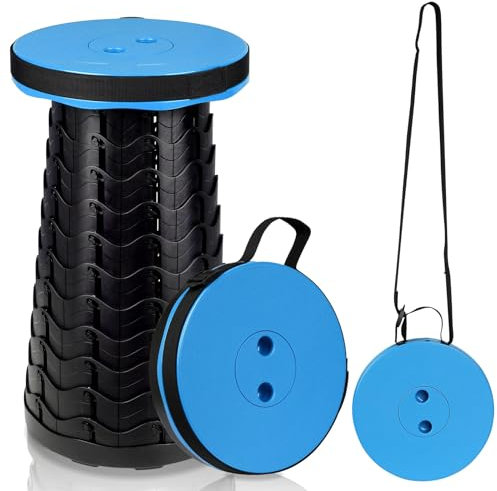 Hebitod Tragbarer Klapphocker, Mini Teleskophocker Klappstuhl Faltbar Campinghocker, Höhenverstellbar Leicht Stabil, Belastung 180 kg, für Innen und Außenaktivitäten