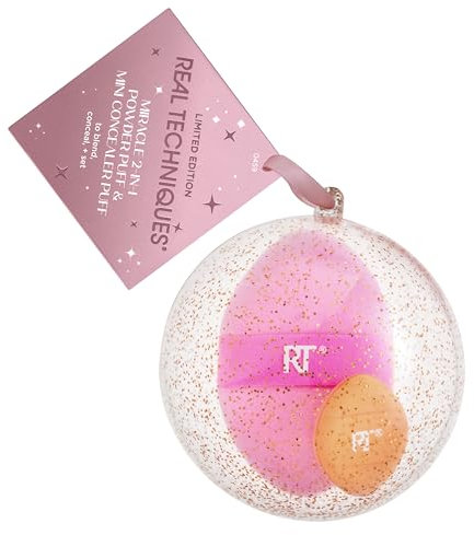 Real Techniques Miracle 2-In-1 Powder Puff & Mini Concealer Puff, 2 Piece Limited Edition Gift Set