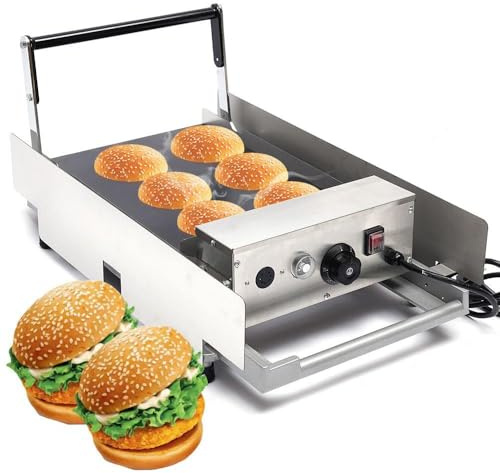 Loohacp 2000W Doppelter Hamburgerpresse, Kommerziell, Brötchenpresse, Burgerpresse, Burger Maker, Hamburger-Backmaschine