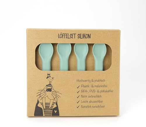 So&So Silikon Baby Esslernlöffel–4er-Pack BPA-freie Lernlöffel mit weicher Spitze für Kleinkinder–Baby-Training Löffel für Selbstfütterung, beißfest, ideal für-Led Weaning