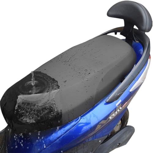 KOLZEMV Funda para Asiento de Moto Impermeable y Universal, Funda Asiento Moto, Accesorios Moto, Piel elástica, protección Solar y contra la Lluvia, Antideslizante, resiste arañazos y es Transpirable