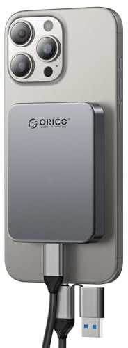 ORICO 512 GB SSD Magnético Portátil, 4K 120 fps ProRes HDR Graba y Almacena, USB3.2 Gen1 hasta 460MB/s, USB C&A 2 en 1 Cable, SSD Externo Compatible con iPhone 16/15 Pro MAX, Ordenador - K5PLUS