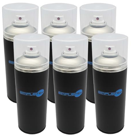SIMPLETEK - Bomboletta Vernice Spray Finiture Smalto Nero Lucido Carrozzeria Muletto 400ml (6 pezzi)