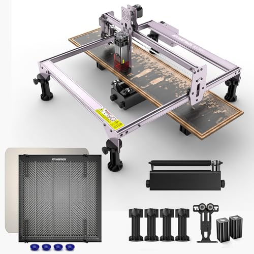 ATOMSTACK A 5Pro 40W Laser-Graviermaschine Mit R3 Pro Rotationswalze, F2 Wabenplattform, 5,5W Leistungsstarkem Graveur, 0,2mm² Fokussierter Cutter Für Sperrholz, Acryl, Papier, Leder