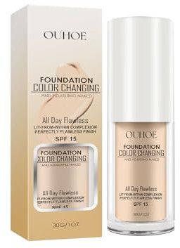 Farbwechselnde Foundation, Foundation Color Changing für alternde Haut 30 mL, farbwechselnde foundation für reife haut, Nude Concealer, Universal Shade für alle Hauttypen, SPF15 (1PCS)