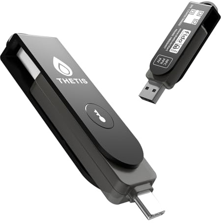 Thetis Clé de sécurité Pro FIDO2 avec PinPlex, Double USB C et USB A et NFC, certifié PIV, Application d'authentification TOTP/HOTP, authentification MFA à Deux facteurs, Fonctionne avec Window/MacOS