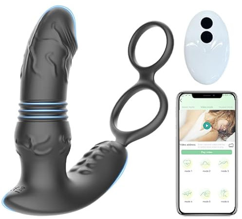 Analvibratoren für Mann Prostata-Massageger Perineum Stimulator 3 In 1 Sexspielzeug für die Männer mit Penisring 10 Vibrationen + 10 StoßModi Analplug Anal Vibrator Anal Dildo für Männer
