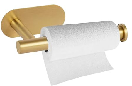 Support de rouleau de papier toilette doré, en laiton brossé, support mural sans trous de perçage, support de rouleau de papier toilette pour le placement des mouchoirs (doré)