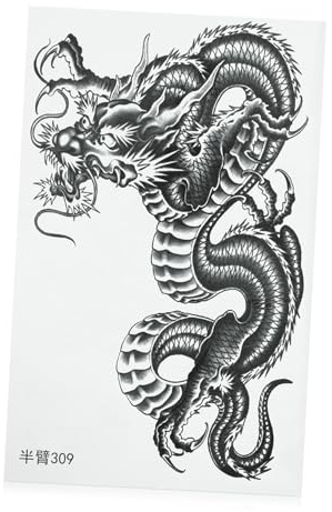 IMIKEYA Tatouages Temporaires Imperméables Motif Dragon Sombre Grand Format Pour Hommes Et Femmes Autocollants Bras Résistants à Eau Motifs Chinois Magnifiques Et Faciles à Enlever