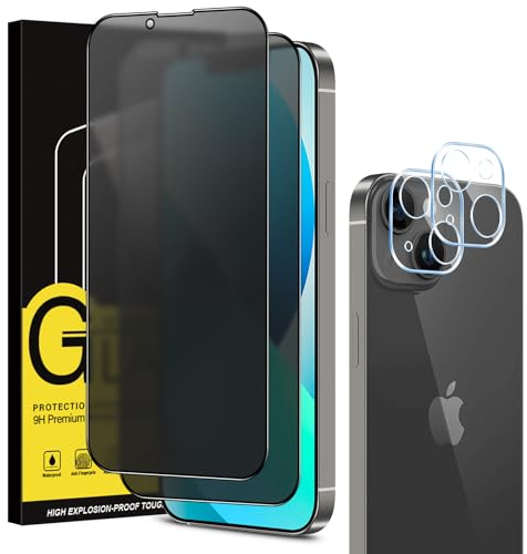 Coiwxmoi Privacy Pellicola Opaca per iPhone 13 con Protezione Fotocamera [2+2 Pezzi], Opaco Vetro Temperato Anti-Spy Durezza 9H HD Anti-riflesso Anti-impronta Anti-Spia Vetrino Film Protettiva