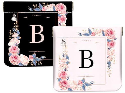 2Pcs Initial Letter PU Leather Small Squeeze Coin Purse Pouch Mini coin Bag Unique And Cute Wallet Cosmetic Bags For Women Girls Men Change Bag Letter B