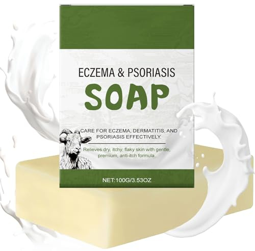Eczema Soap for Face and Body - Goats Milk Soap for Dermatitis & Psoriasis - Natural So-ap Bar for Dry Itchy Sensitive Skin Relief - Moisturizing Handmade S-oap - Gentle Oatmeal Goat Milk Wash - 100g