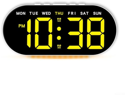 Sveglia multifunzione a LED con visualizzazione della data e della temperatura, livelli di luminosità personalizzabili e doppia funzionalità di allarme (G)