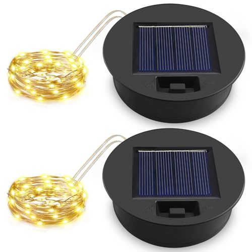 Akynite Filo di luci di ricambio per annaffiatoio solare, 8,44 cm, 36 LED, impermeabile, per annaffiatoio e luce solare, accessori da giardino per esterni, bianco caldo, 2 pezzi