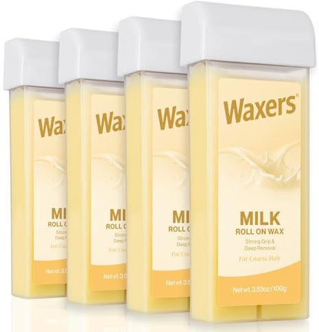 Waxers Roll on Hair Removal Wax Refill Cartridge for Women Men Milk Roller Waxing Depilatory for Legs Arms at Home 4 Pack