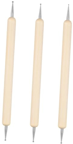 AKOOSY Set di 3 Stili a Sfera per Scultura in Argilla e Ceramica, Strumenti in Acciaio Resistente Manico in Legno Color Legno, per Goffratura e Modellatura di Progetti Artistici e Artigianali