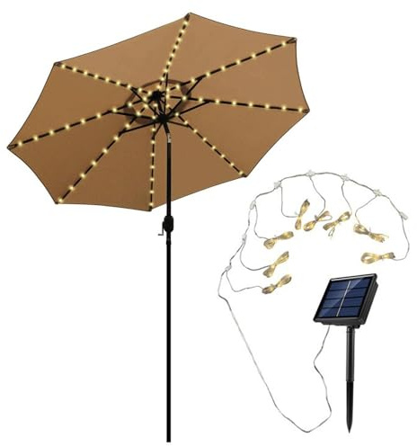 Solar Garden Umbrella Light,Outdoor Parasol Lamp Waterproof String Light with 8 Brightness Modes | Decorative Solar Powered for Garden Patio Pool Backyard Lawn Deck