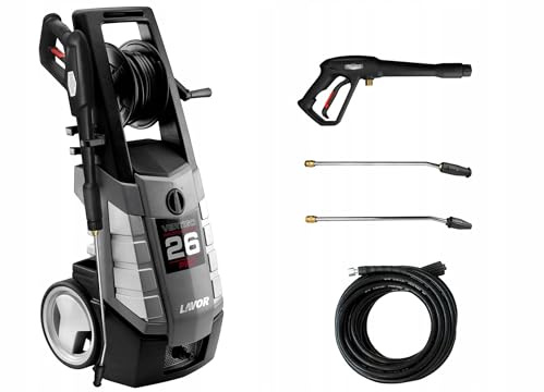 LAVOR Vertigo - Idropulitrice Vertigo 26 PRO 170 Bar, motore a induzione 2600 W, pompa in ottone, 540 l/h, con funzione di aspirazione dell'acqua, sistema ASS, avvolgitubo, pulizia perfetta per auto e