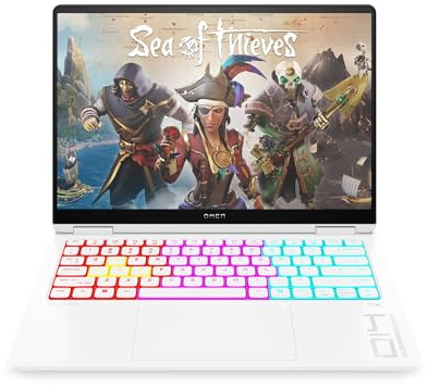 HP Omen Transcend 14-fb1000sf Ordinateur Portable Gaming 14 2.8K OLED 120 Hz, PC Portable Gamer (Intel Core 7 255H, RAM 32 Go, SSD 1024 Go, Nvidia GeForce RTX 5060 8Go, Windows 11), Laptop Blanc